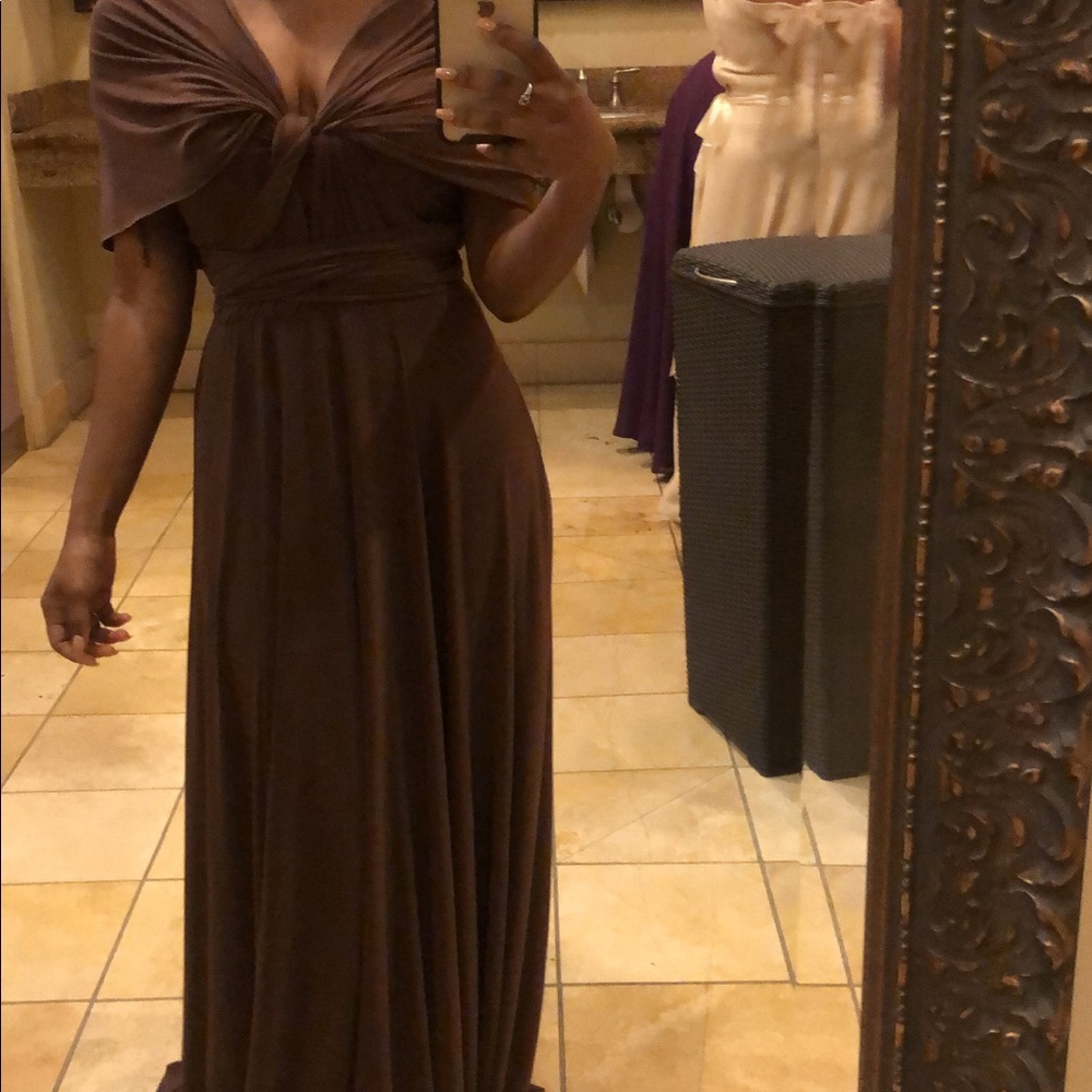 Chocolate convertible dress.